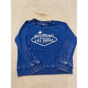 U.S. Apparel Las Vegas Graphic Sweatshirt Blue Acid Wash Crewneck Mens 2XL